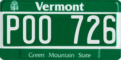 VT license plate POO726