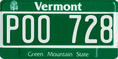 VT license plate POO728