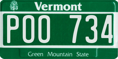 VT license plate POO734