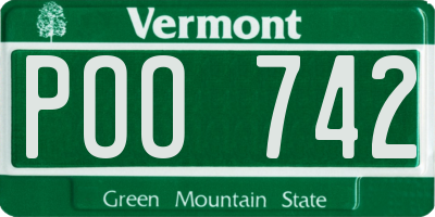 VT license plate POO742