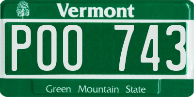VT license plate POO743