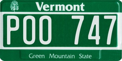 VT license plate POO747