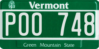 VT license plate POO748