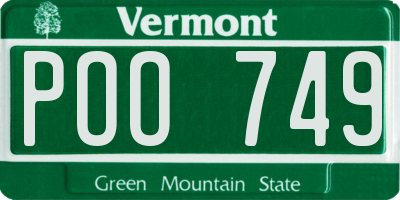 VT license plate POO749