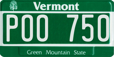 VT license plate POO750