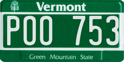 VT license plate POO753