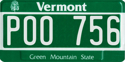 VT license plate POO756