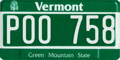 VT license plate POO758