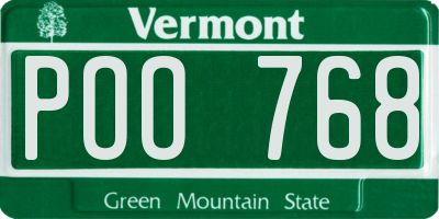 VT license plate POO768