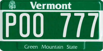 VT license plate POO777