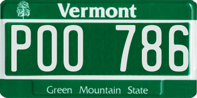 VT license plate POO786