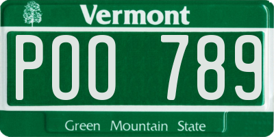 VT license plate POO789