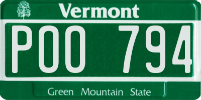 VT license plate POO794