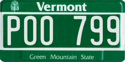 VT license plate POO799
