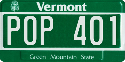 VT license plate POP401