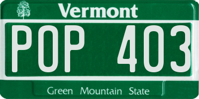 VT license plate POP403