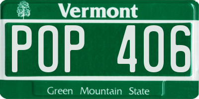 VT license plate POP406