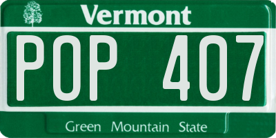 VT license plate POP407