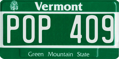 VT license plate POP409