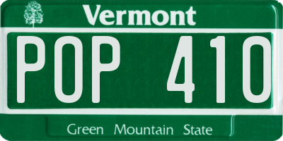 VT license plate POP410