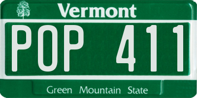 VT license plate POP411