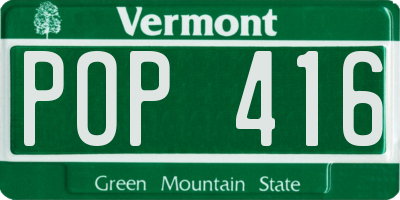VT license plate POP416