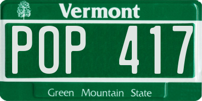 VT license plate POP417