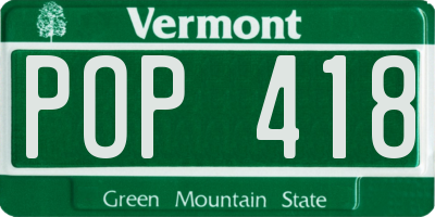 VT license plate POP418