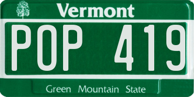 VT license plate POP419