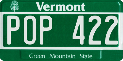 VT license plate POP422