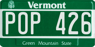 VT license plate POP426