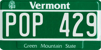 VT license plate POP429