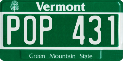 VT license plate POP431