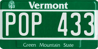 VT license plate POP433