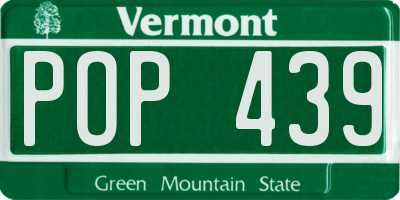 VT license plate POP439