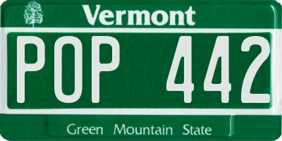 VT license plate POP442