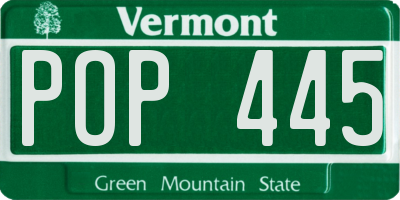 VT license plate POP445