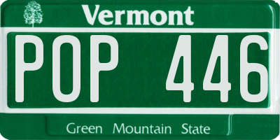 VT license plate POP446