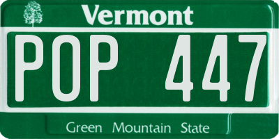 VT license plate POP447