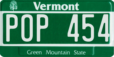 VT license plate POP454