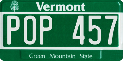 VT license plate POP457
