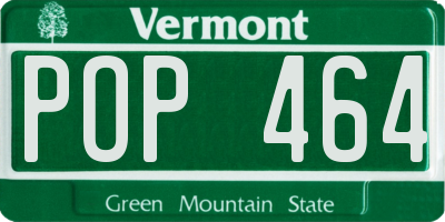 VT license plate POP464