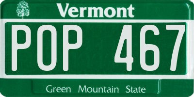 VT license plate POP467