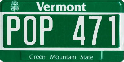 VT license plate POP471
