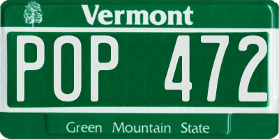 VT license plate POP472