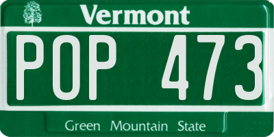 VT license plate POP473