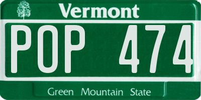 VT license plate POP474