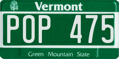 VT license plate POP475