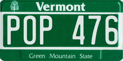 VT license plate POP476