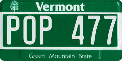 VT license plate POP477